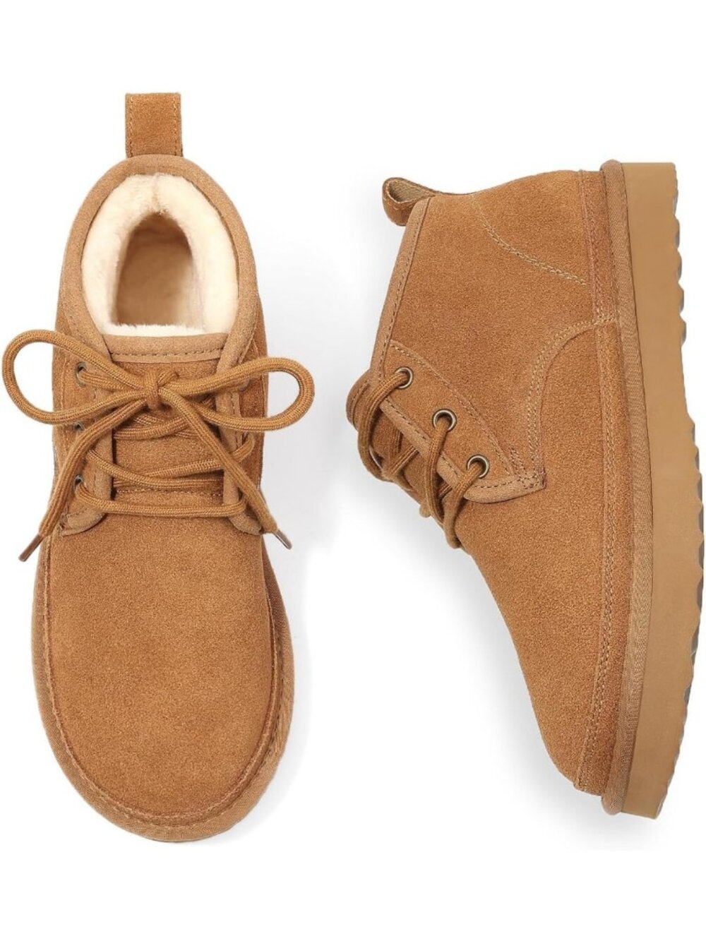 Cozy Faux Fur Lined Suede Ankle Boots for Women - Lace Up Snow Booties